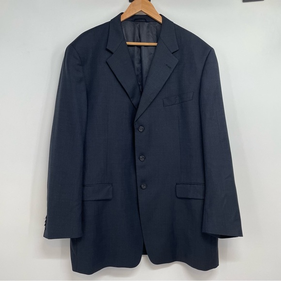 Burberry London Blazer Sport Coat Jacket Men’s 46 L Long Dark Blue Wool